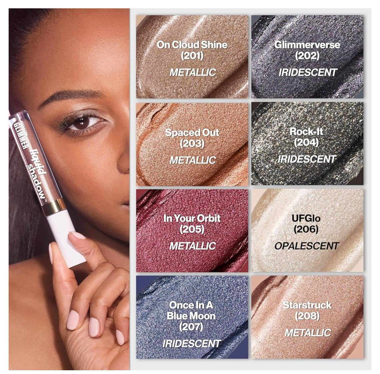 REVLON Glimmer Liquid Shadow, Smudge-Proof Shimmer Eyeshadow Makeup, Long Lasting, High Pigment - (202 Glimmerverse)