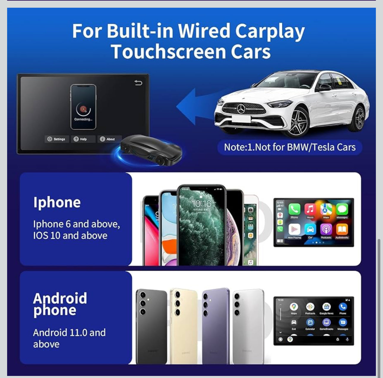 New Wireless Carplay & Android Auto Adapter with Netflix YouTube TikTok, CarPlay Wireless Adapter for Cars with OEM Wired CarPlay