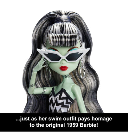 Monster High x Barbie Frankie Stein Doll with Original Barbie-Inspired Swimsuit