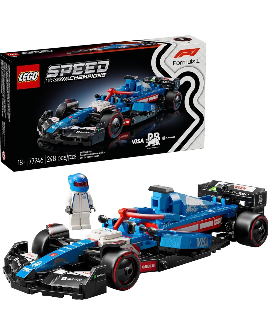 LEGO Speed Champions Visa Cash App RB VCARB 01 F1 Race Car Model Kits - Building Sets W/Realistic Features (77246)