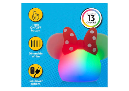 Minnie Mouse Squishy Color Changing, Night Light for Kids, USB Lamp, Battery Operated, Dimmable