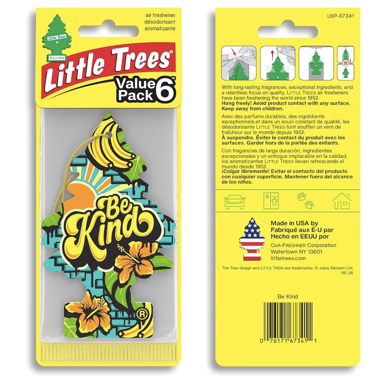 LITTLE TREES Motorlugverfrisser | Hangende Boom Verskaf Langdurige Geur vir Motor en Huis – (Wees Vriendelik)