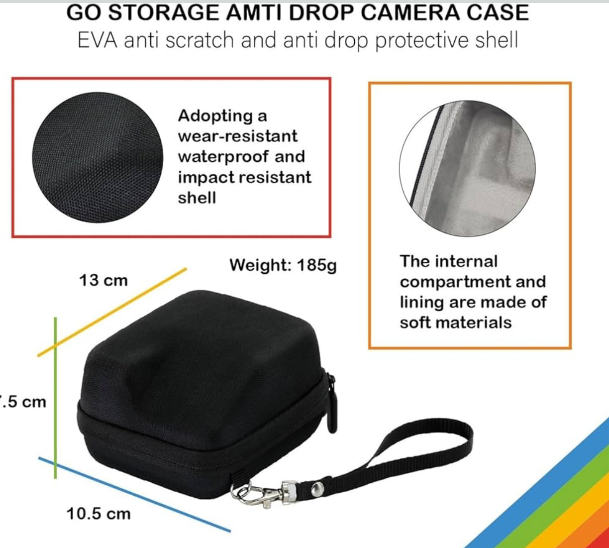 Polaroid Go Mini Camera Bundled with Polaroid GO Color Film Hard Carrying Case, Lens Cleaning Cloth - Black