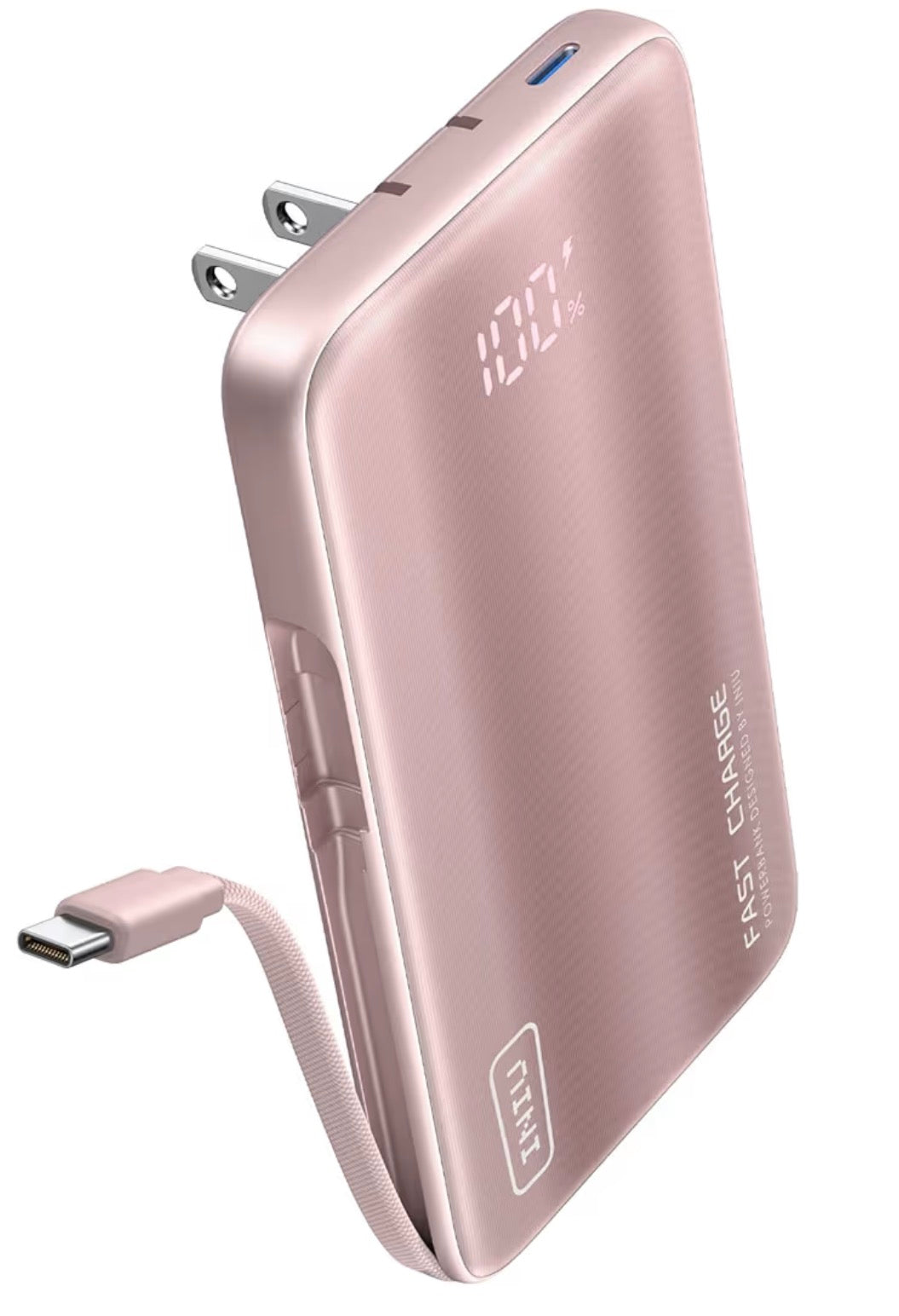3-in-1 Portable Charger, 45W 10000mAh Fast Charging Power Bank, Built-in USB C Cable & Foldable Wall Plug, Travel Essentials