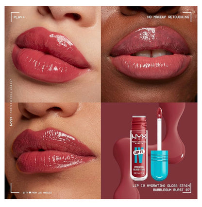 NYX PRO MAKEUP Lip IV Hydrating Glansende Lipvlek met 12H Hydrasie – Bubblegum Burst (Pienk)