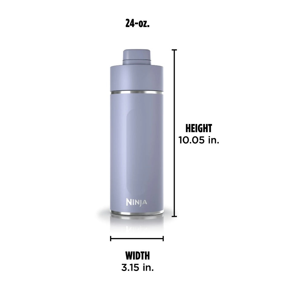 Ninja Travel Water Bottle (24 0z) Stainless Steel Tumbler for Carbonated Drinks (Purple)