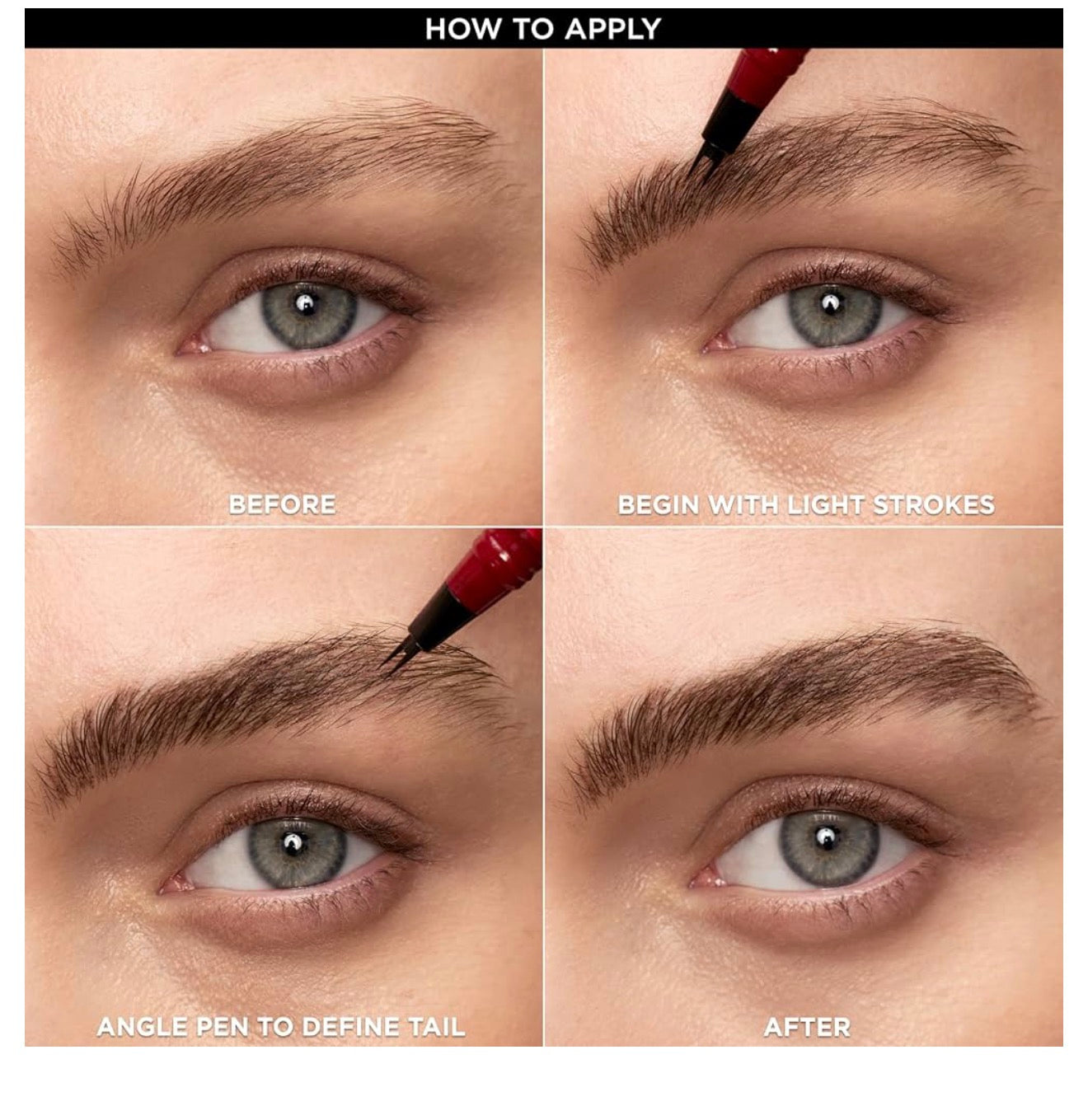 L’Oreal Paris Faux Brow, Haargelyk, Vul-Wenkrou-Pen m/ Dubbelborselpunt, Vinnig & Presies - Donkerbruin