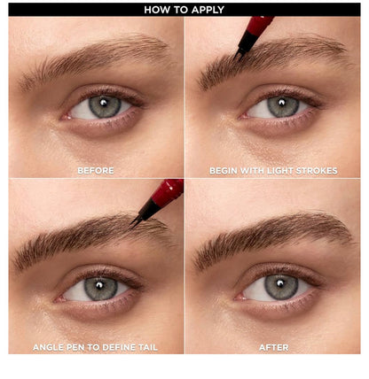 L’Oreal Paris Faux Brow, Haargelyk, Vul-Wenkrou-Pen m/ Dubbelborselpunt, Vinnig & Presies - Donkerbruin