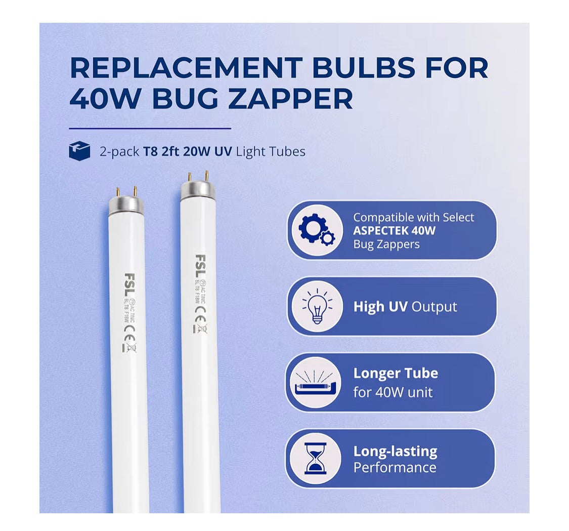 Gogga-uitwisser Vervangingsgloeilampe - 2vt 20W UV-ligbuise - (2PK)