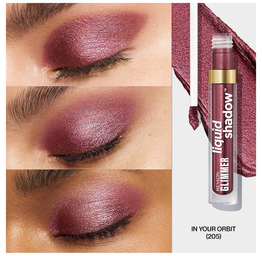 REVLON Glimmer Liquid Shadow, Smeervaste Glans-oogskadugrimering, Langdurig, Hoë Pigment - (205 In Your Orbit)