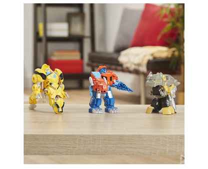 Transformers Playskool Primal Team-Up 3-Pack with Optimus Prime,Bumblebee, and Grimlock Converting Dinosaur Figures, 4.5-Inch Toys, Ages 3 and Up