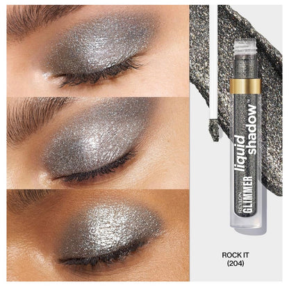 REVLON Glimmer Liquid Shadow, Smeerbestande Skitter Oogskadu Grimering, Langdurig, Hoë Pigment - (204 Rock-IT)