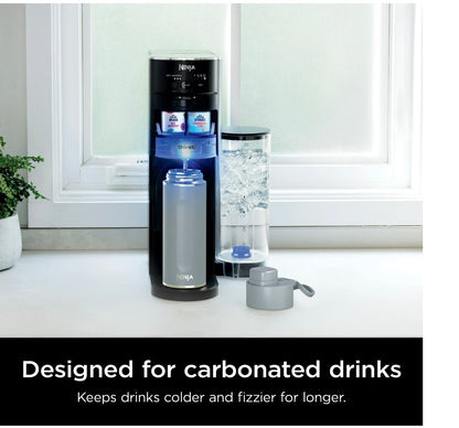 Ninja Travel Water Bottle (24 oz) Stainless Steel Tumbler for Carbonated Drinks (Gray)