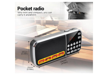 Klein Draagbare AM FM Radio's, Groot Kapasiteit Herlaaibare Battery-aangedrewe Radio, TF Kaart Mikro SD Kaart USB-gleuf MP3 Afspeel, Digitale Knoppies, Uitstekende Ontvangs en Klankgehalte