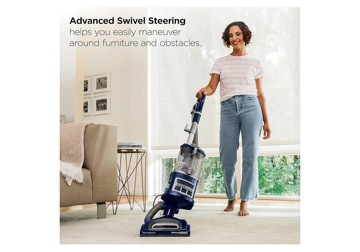 Shark Upright Vacuum Cleaner Navigator Lift-Away Deluxe Pet Hair, Carpet & Hard Floor Cleaning | Upholstery & Crevice Tool, HEPA Filter | Swivel Steering | Large Dust Cup Capacity (Blue)