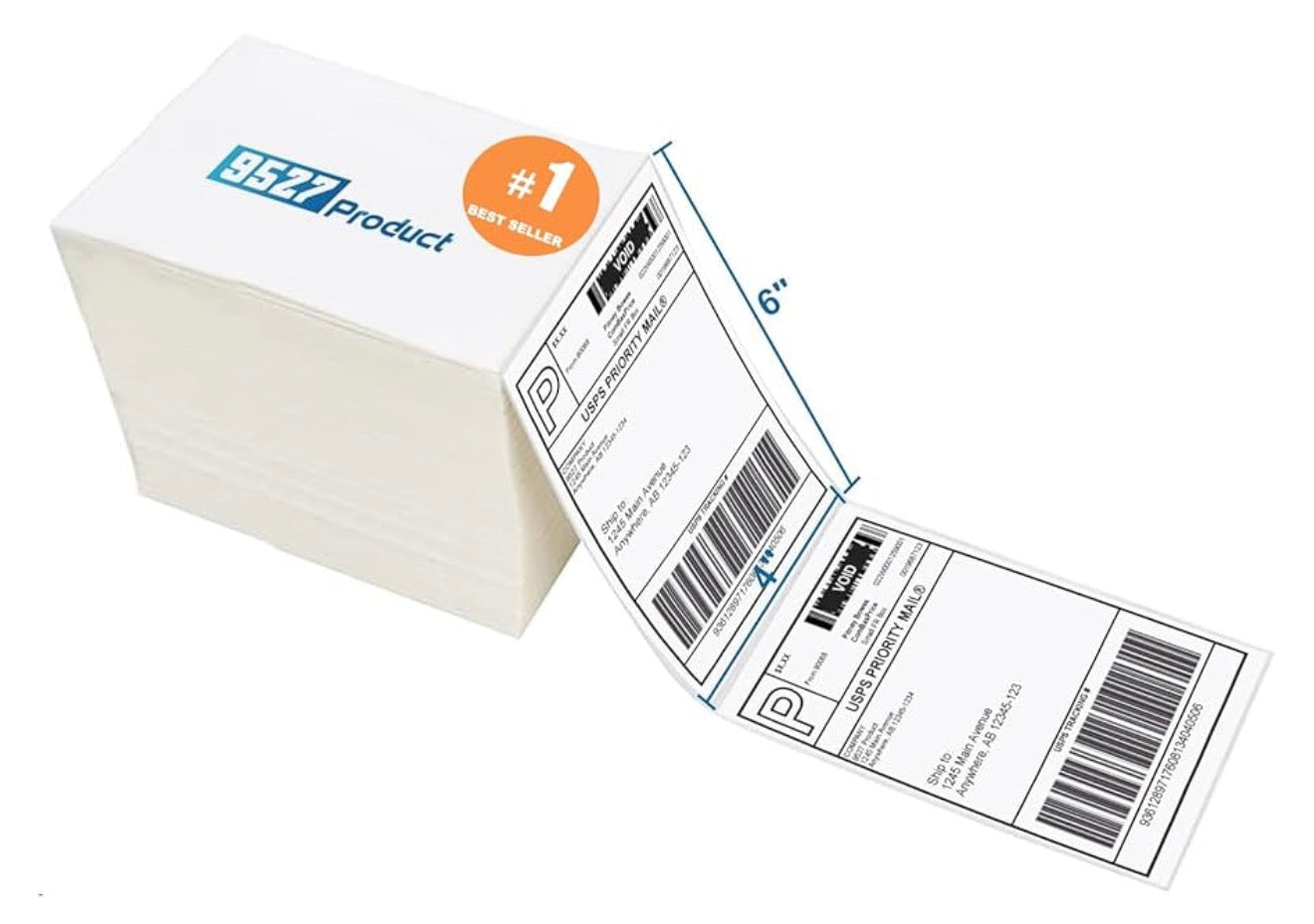 Waaiergevoude 4 x 6" Direkte Termiese Etikette Wit Geperforeerde Versendingsetikette, 500 stuks - 1 Stapel
