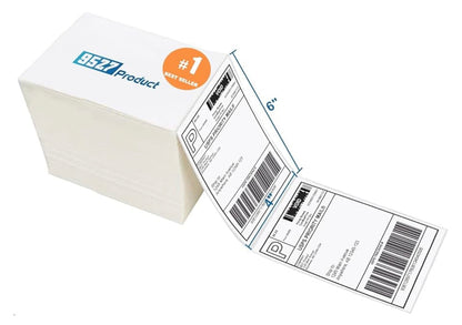 Waaiergevoude 4 x 6" Direkte Termiese Etikette Wit Geperforeerde Versendingsetikette, 500 stuks - 1 Stapel