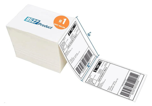 Waaiergevoude 4 x 6" Direkte Termiese Etikette Wit Geperforeerde Versendingsetikette, 500 stuks - 1 Stapel