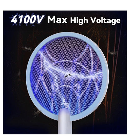 Nymrix Electric Fly Swatter 4100V Dual Mode Bug Zapper Racket（Blue,1-Pack）
Mosquito Killer with 1800 mAh Rechargeable Battery, Purple Light, Usb-C charging and 3-Layer Safety Mesh for Indoor & Outdoor