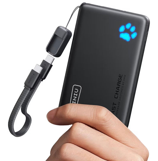 Portable Charger, Ultra Slim 10000mAh 45W PD Power Bank, USB-C Fast Charging Mini Battery Pack - Black
