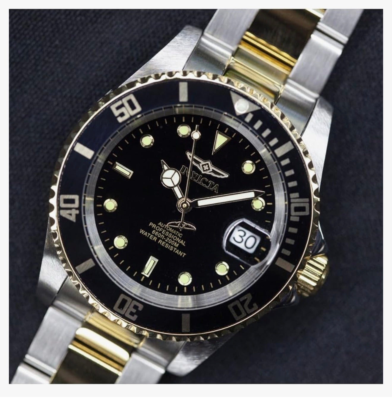 Invicta Mans Pro Diver-versameling Munt-Rand Outomatiese Twee Kleur Horlosie