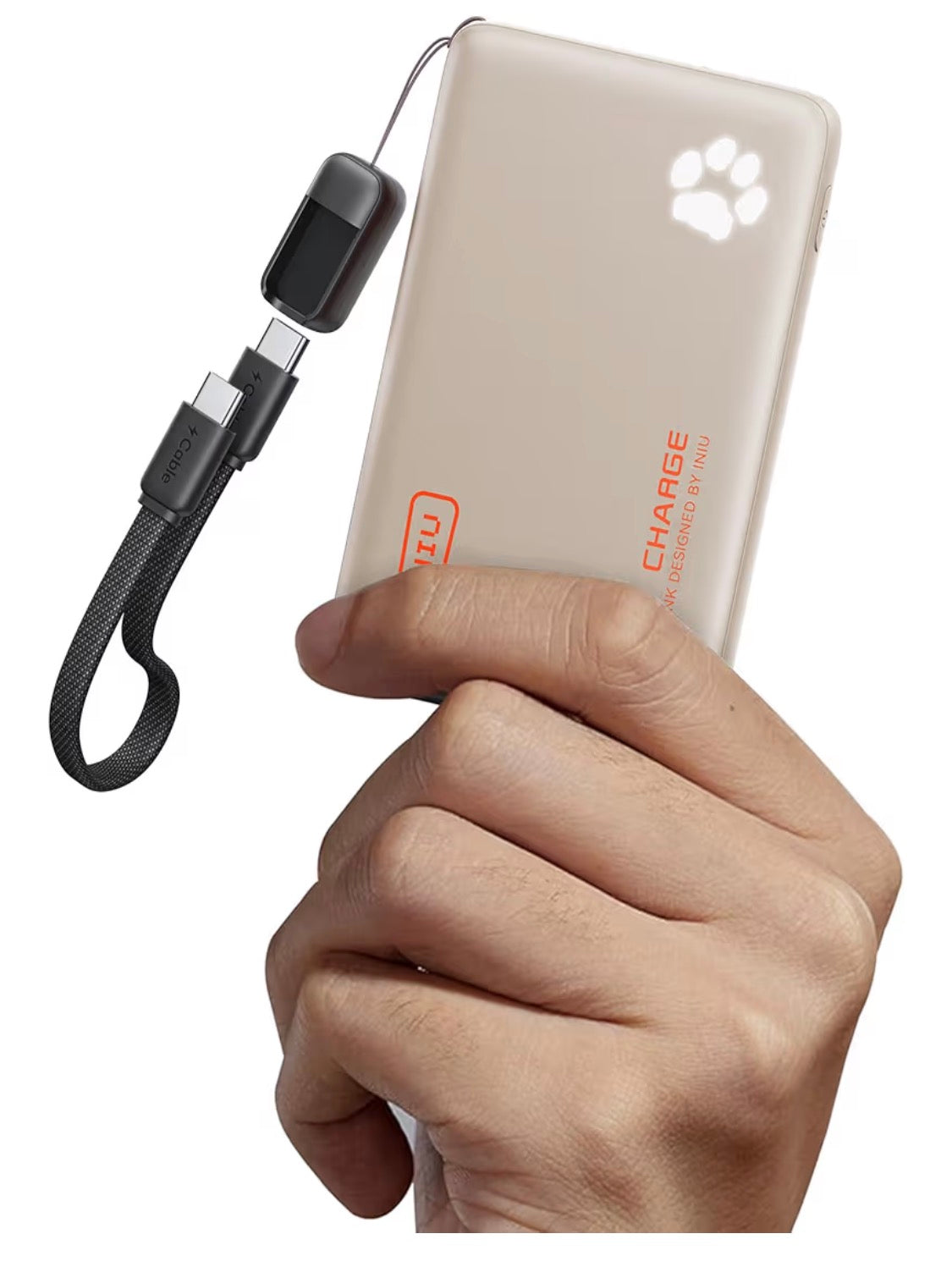 Portable Charger, Ultra Slim 10000mAh 45W PD Power Bank, USB-C Fast Charging Mini Battery Pack - Beige
