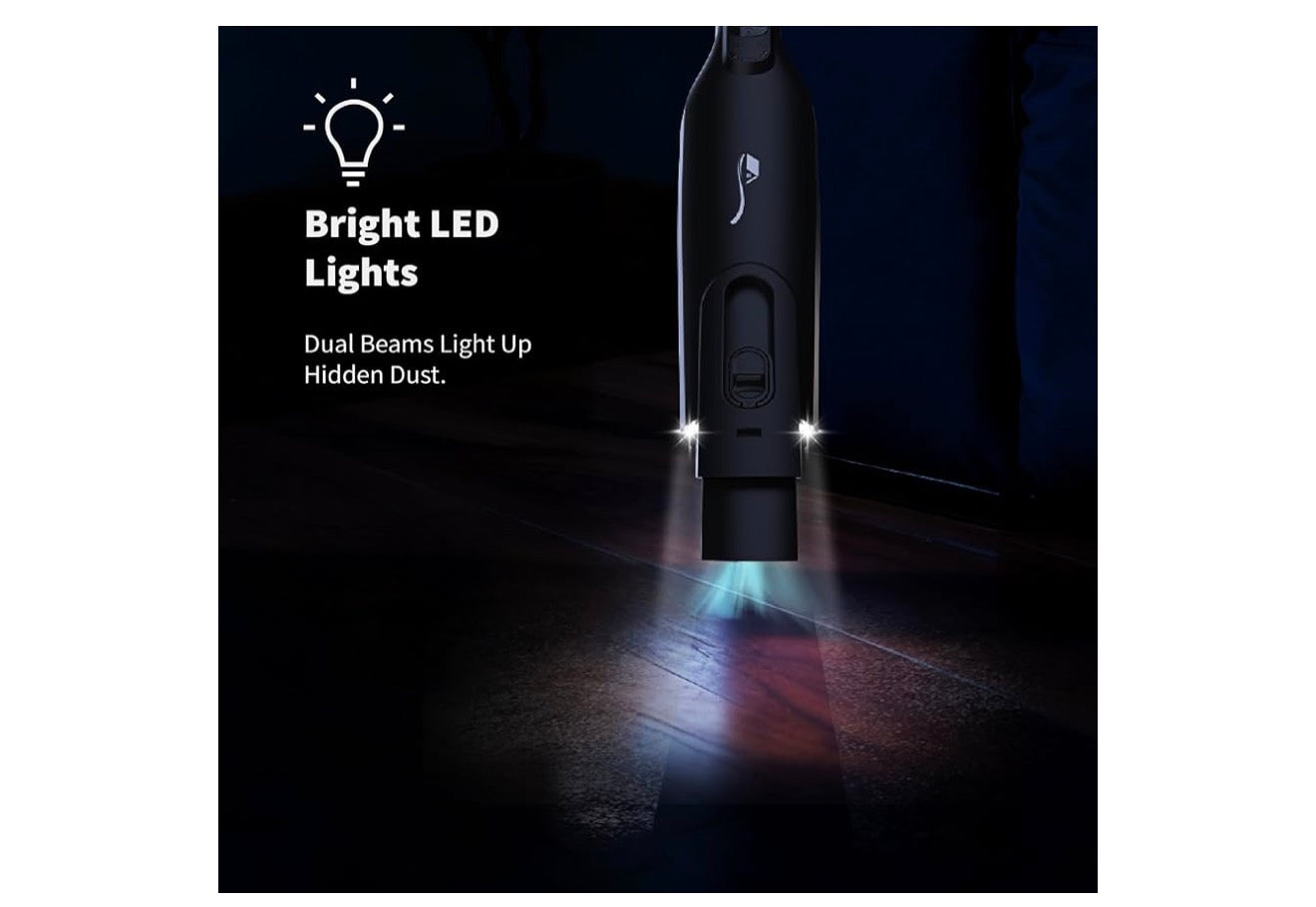 Koordlose Handstofsuier, Liggewig Draagbare Handstofsuier met LED-lig, Herlaaibare Handstofsuier met Een-druk-leegmaakfunksie, Kragtige Suigkrag vir Kantoor, Huis, Motor, Raven