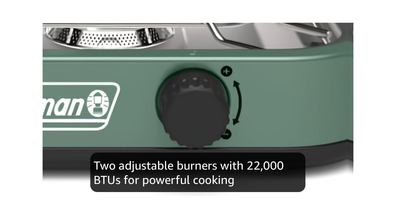 Coleman 18 1-Brander Kampstoof, Draagbare Kookplaat met 8000 BTU & Vuurhoutjielose Aansteking, Pas 12-Duim Pan, Ideaal vir Buitelewe Kook, Kampering, Agterkleppartytjies, Braai, BBQ's, en Meer