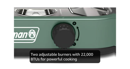 Coleman 18 1-Brander Kampstoof, Draagbare Kookplaat met 8000 BTU & Vuurhoutjielose Aansteking, Pas 12-Duim Pan, Ideaal vir Buitelewe Kook, Kampering, Agterkleppartytjies, Braai, BBQ's, en Meer