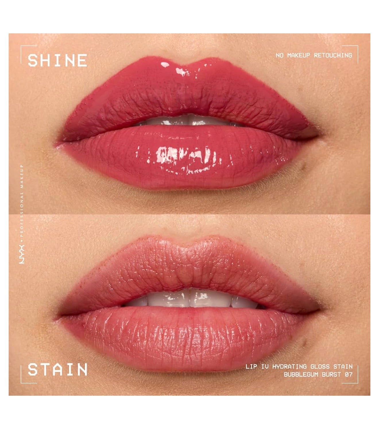 NYX PRO MAKEUP Lip IV Hydrating Glansende Lipvlek met 12H Hydrasie – Bubblegum Burst (Pienk)
