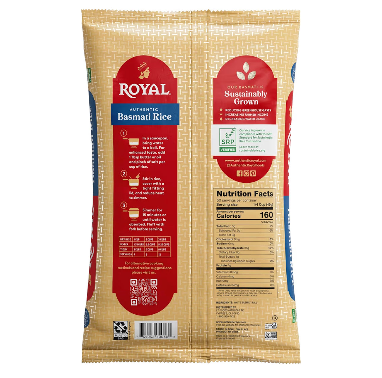 Royal - Natuurlik Verouderde Outentieke Langkorrel Wit Basmati Rys - 10 LBS