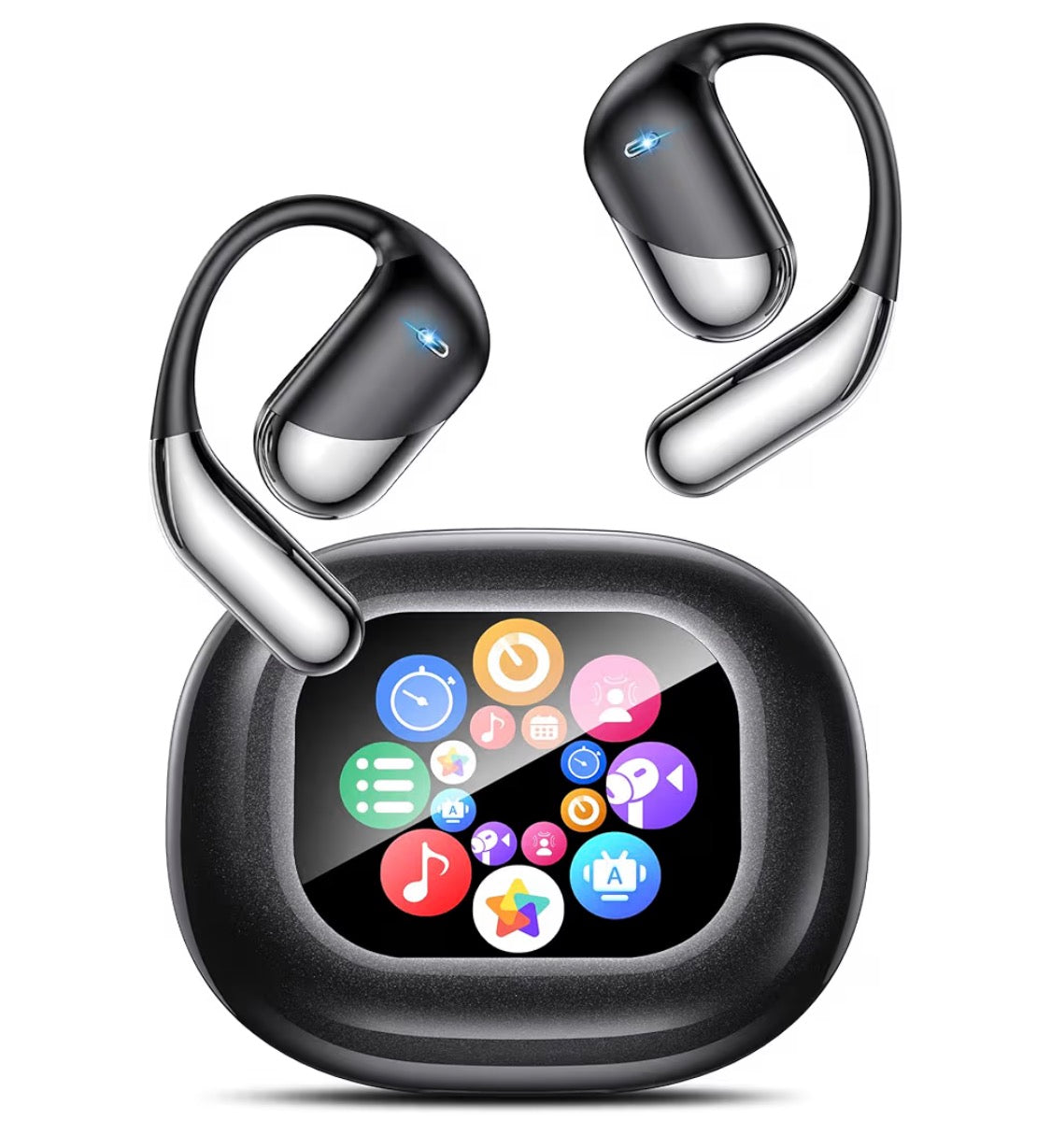 Open-Ear headphones LCD Touch,Bluetooth,Real-Time AI Translator Earbuds (188)Languages -D. Black
