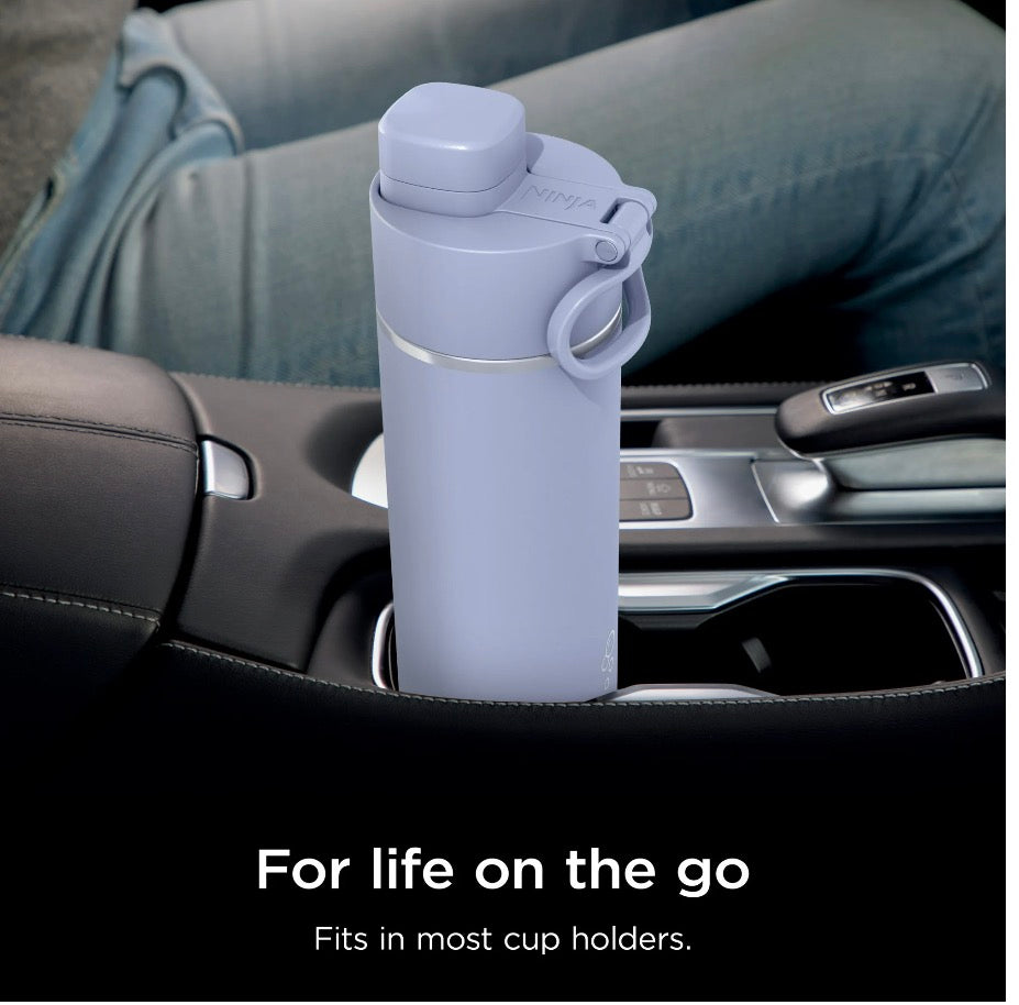 Ninja Travel Water Bottle (24 0z) Stainless Steel Tumbler for Carbonated Drinks (Purple)