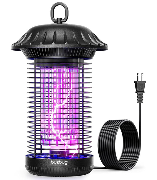 LED Insekdoder Binne Buite, Tot 50 000 Uur Lewensduur Lamp, Energiebesparend & Dubbelband Aantrekking, 1.7 m Kragkoord, Hoëspanning Muskietvlieg Doder Val - (Nuut Swart)