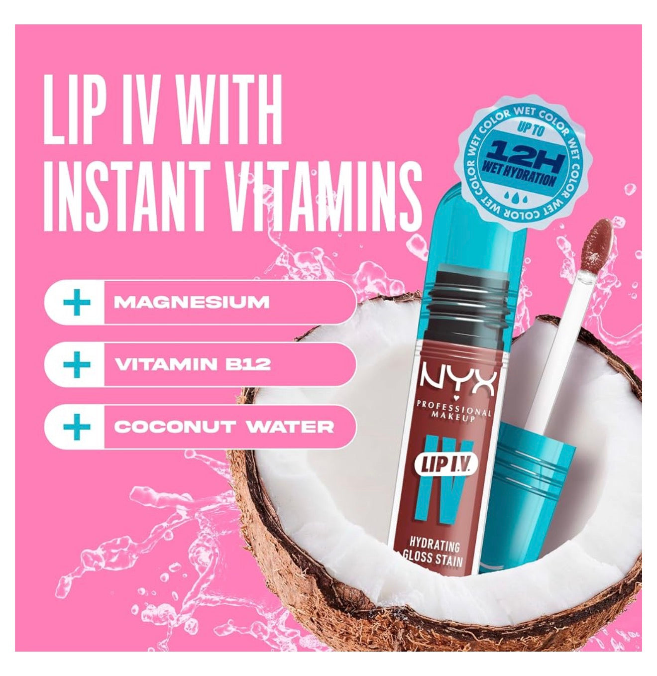 NYX PRO MAKEUP Lip IV Hydrating Glossy Lip Stain, Langdurig, Getint, Veganistiese Formule met 12 UUR Hidrasie - Hydra Honey