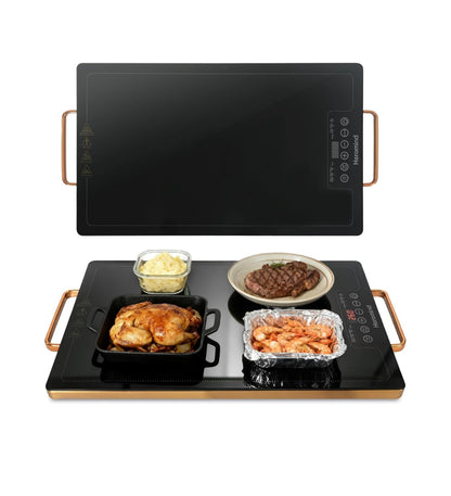 Electric Warming Tray 20 x 12", Glass-Top Full-Surface Heating Food Warmer w/ Adjustable Temperature & Timer