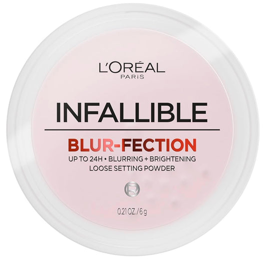 L'Oreal Paris Infallible Blur-fection Longwear Loose Setting Powder, Blurring Face Powder w/ Up to 24HRs of Wear - Brightening Light Pink (1 Kit)