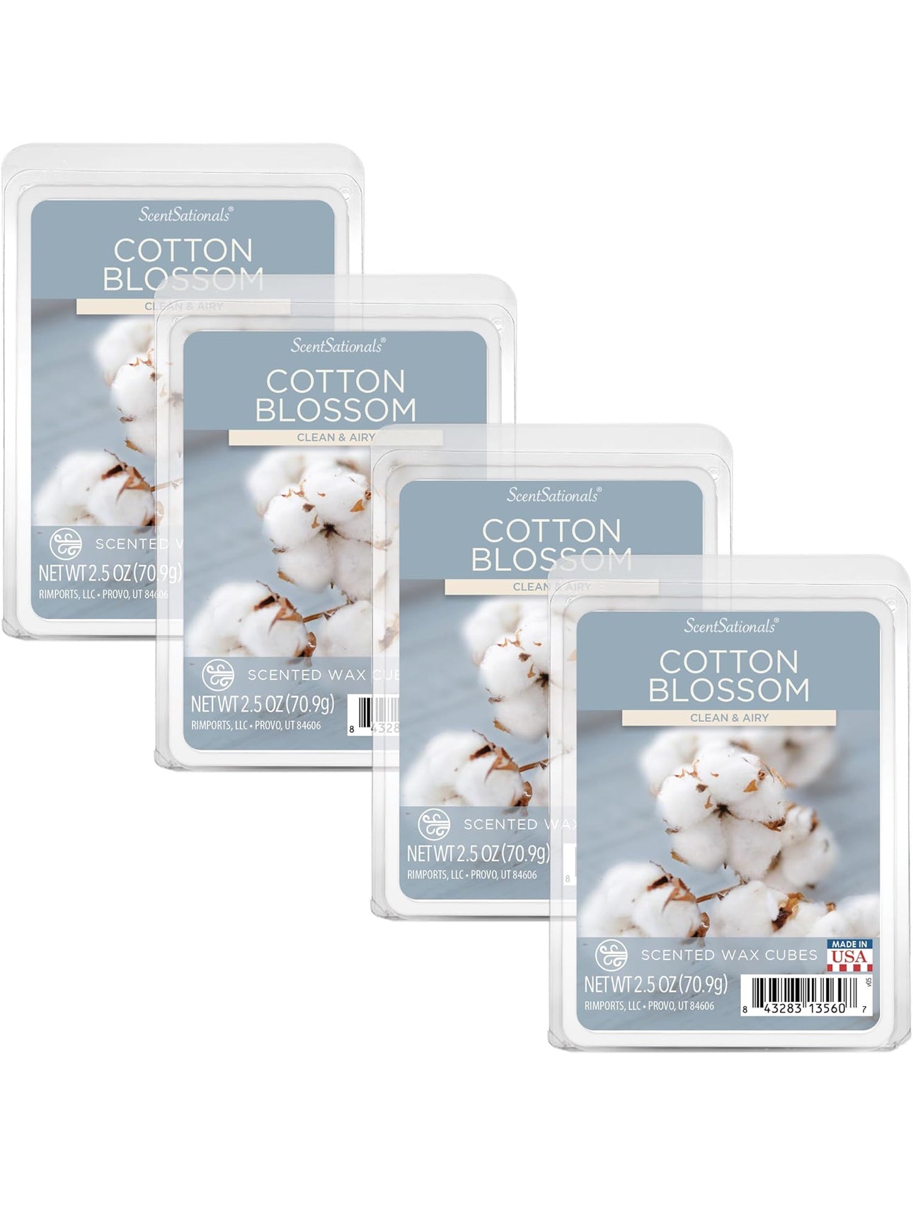 Scentsationals Wax Melts, Wax Cubes Strong Scent - Cotton Blossom (4PK)