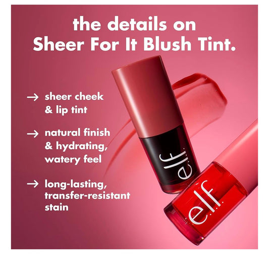 e.l.f. Sheer For It Blosseroomskakering, Veeldoelig, Langdurige Lip- & Wanggrimering, Skep 'n Natuurlike Blosafwerking, Veganisties & Wreedheidsvry