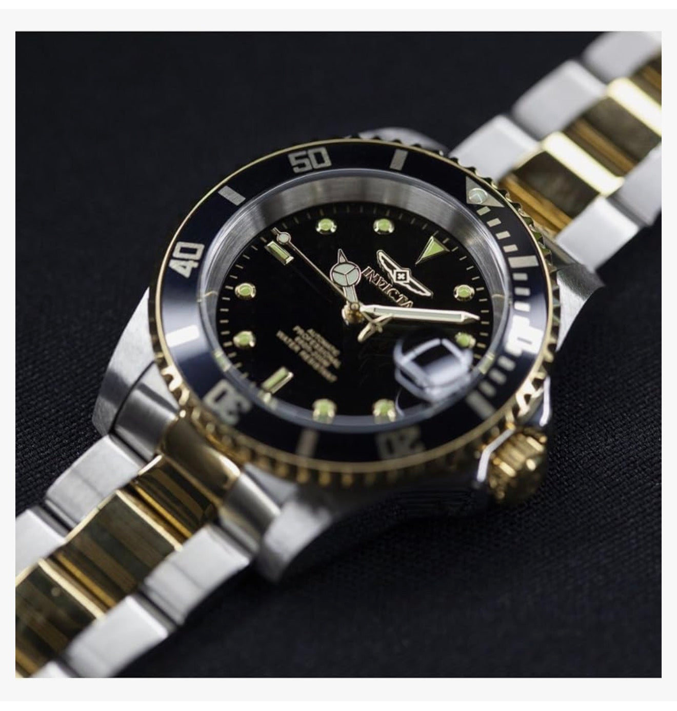 Invicta Mans Pro Diver-versameling Munt-Rand Outomatiese Twee Kleur Horlosie