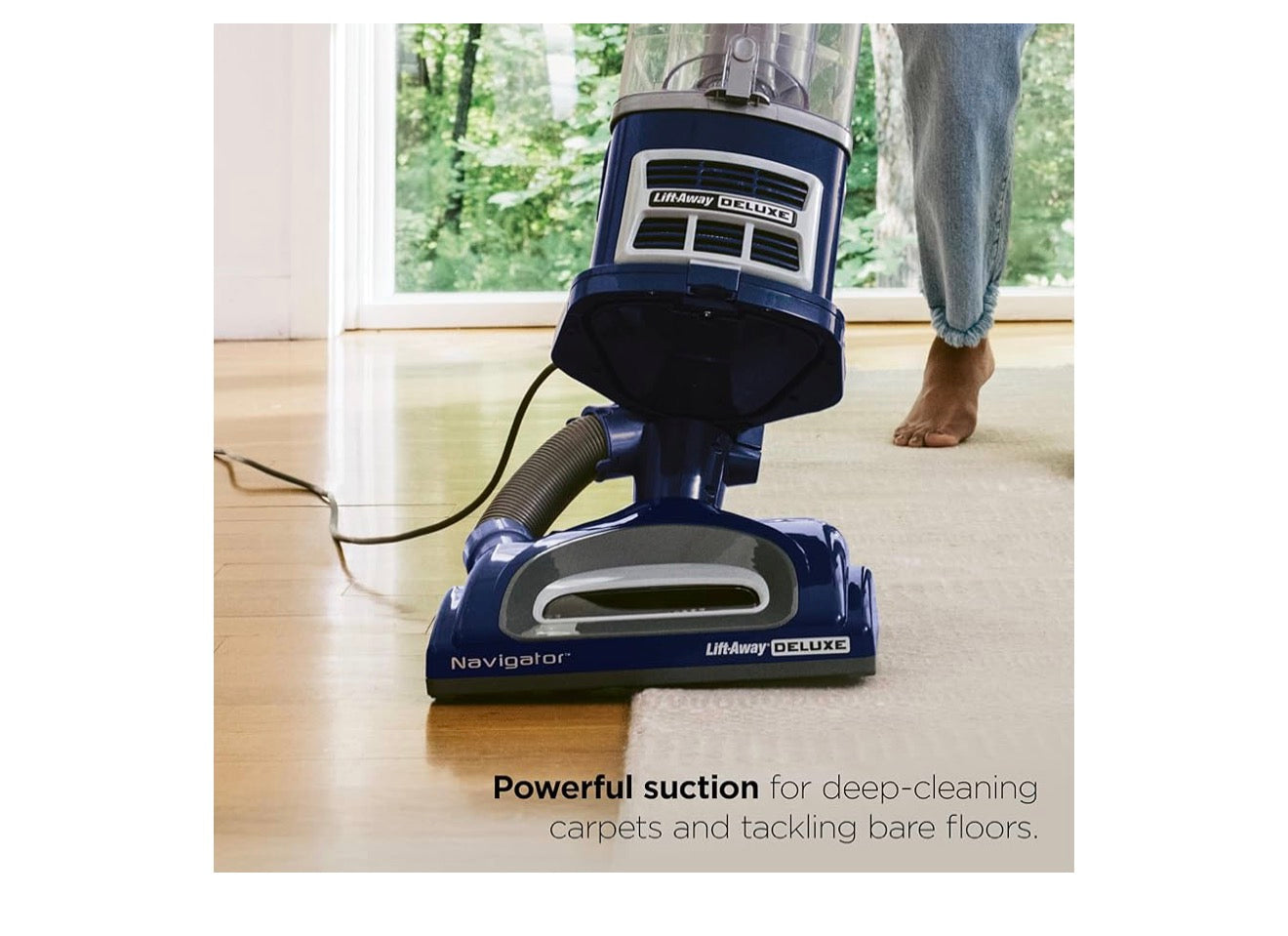 Shark Upright Vacuum Cleaner Navigator Lift-Away Deluxe Pet Hair, Carpet & Hard Floor Cleaning | Upholstery & Crevice Tool, HEPA Filter | Swivel Steering | Large Dust Cup Capacity (Blue)