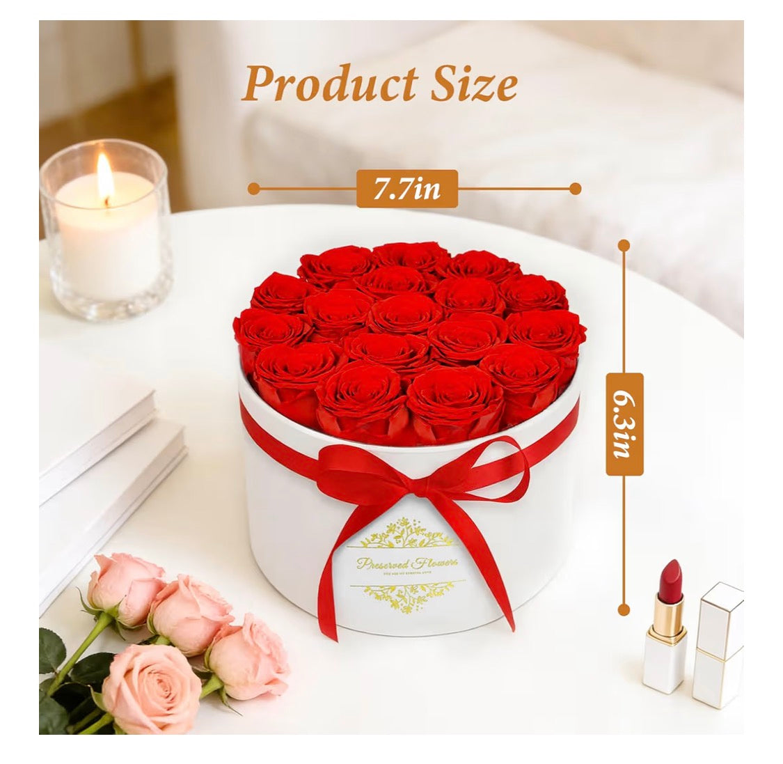 Forever Preserved (17) Roses Flowers in a Luxury Suede Box, Birthday Gifts, Romantic Anniversary Valentines Day Gifts - Red