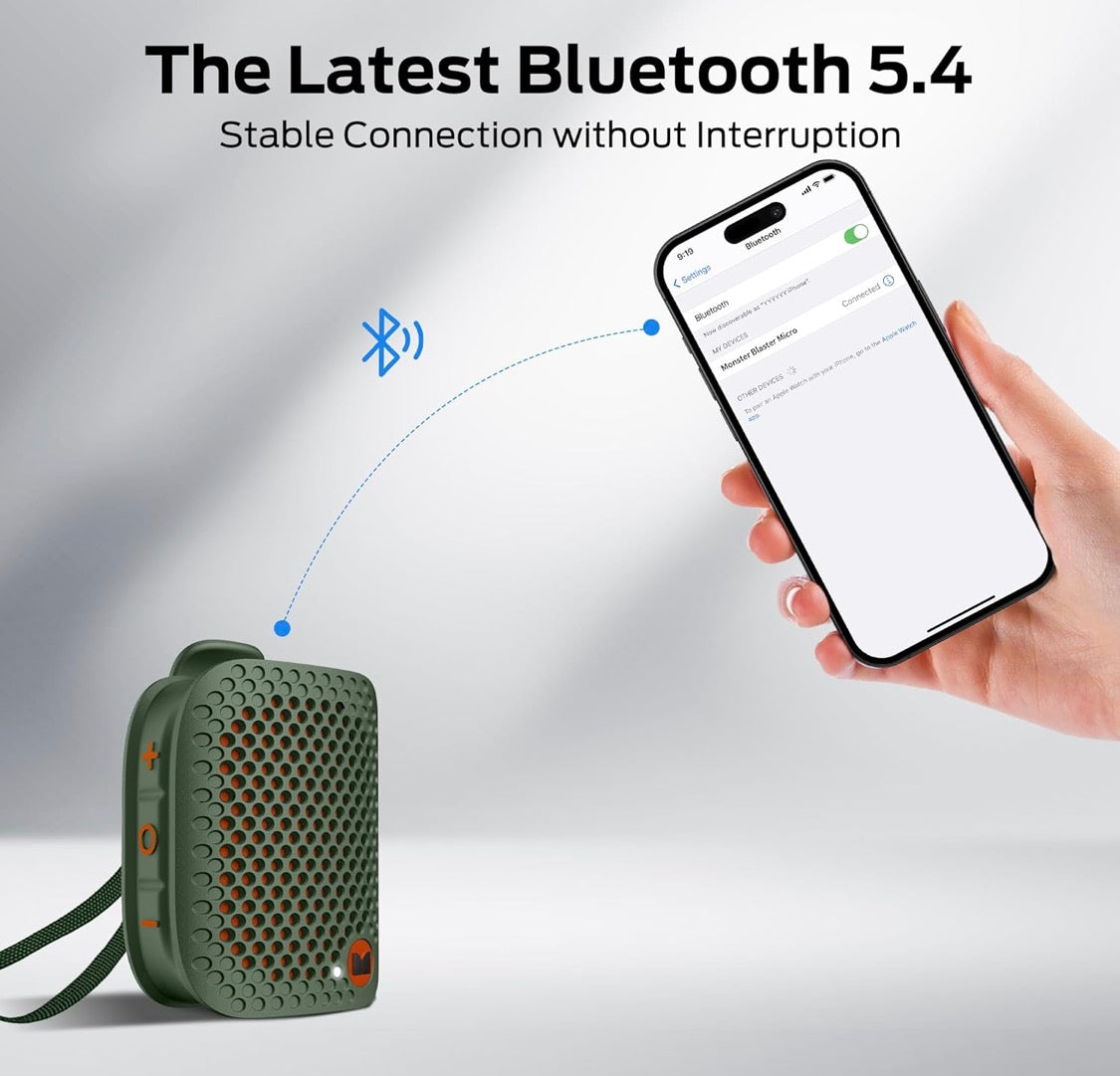 Monster Blaster Micro Clip-On Wireless Portable Speaker w/ Built-in Mic (Green)