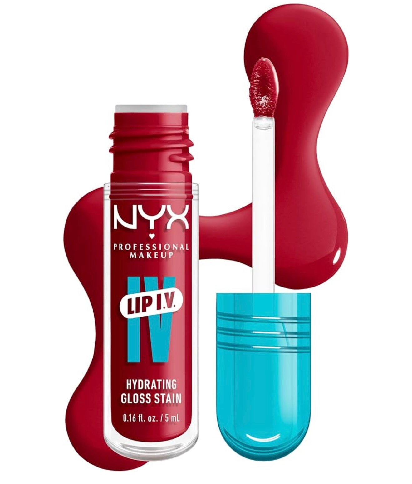 NYX PRO MAKEUP Lip IV Hydrating Glossy Lip Stain met 12HR Hidrasie - Red-y Set Wet (Rooi)
