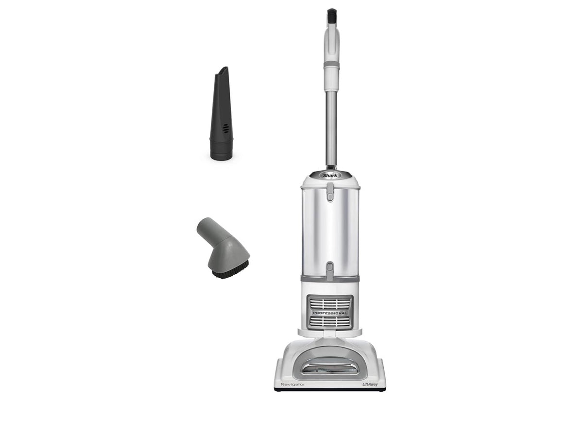 Shark Upright Navigator Lift-Away Vacuum Cleaner,Pet Hair, Carpet & Hard Floor Cleaning Dusting Brush & Crevice Tool, HEPA Filter | Swivel Steering (White/Silver)