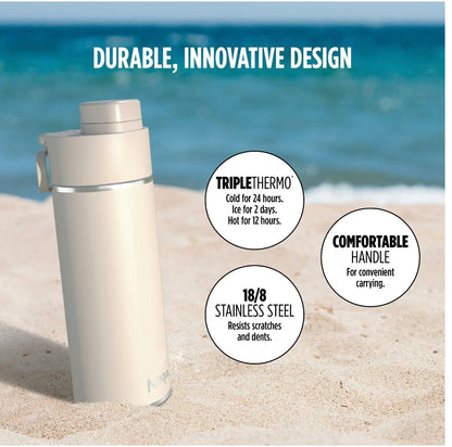 Ninja Travel Water Bottle (24 oz) Stainless Steel Tumbler for Carbonated Drinks (Stone)