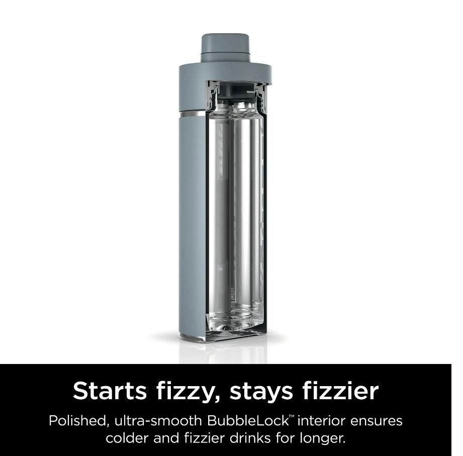 Ninja Travel Water Bottle (24 oz) Stainless Steel Tumbler for Carbonated Drinks (Gray)