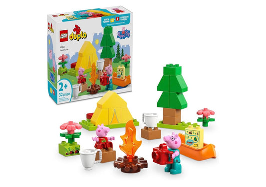 LEGO DUPLO Peppa Pig Kampeeruitstappie Kleuterleerder Speelding - Sensoriese Speelding vir Kreatiewe en Ontwikkelingspel - Prettige Verjaardaggeskenk vir Peppa Pig Aanhangers, Kinders, Meisies, Seuns, Ouderdomme 2+ - 10452