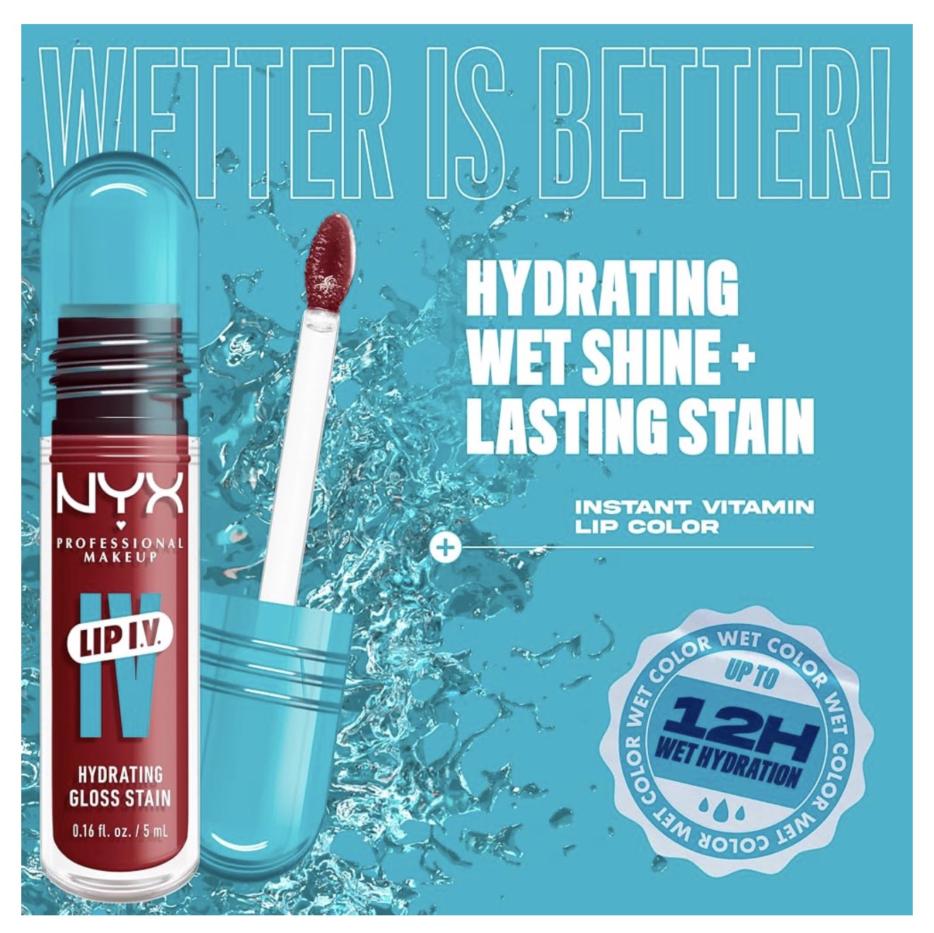 NYX PRO MAKEUP Lip IV Hydrating Glossy Lip Stain met 12H Hydrasie - Blush Rush (Pienk)