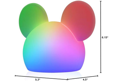 Mickey Mouse Squishy Color Changing, Night Light for Kids, USB Lamp, Battery Operated, Dimmable